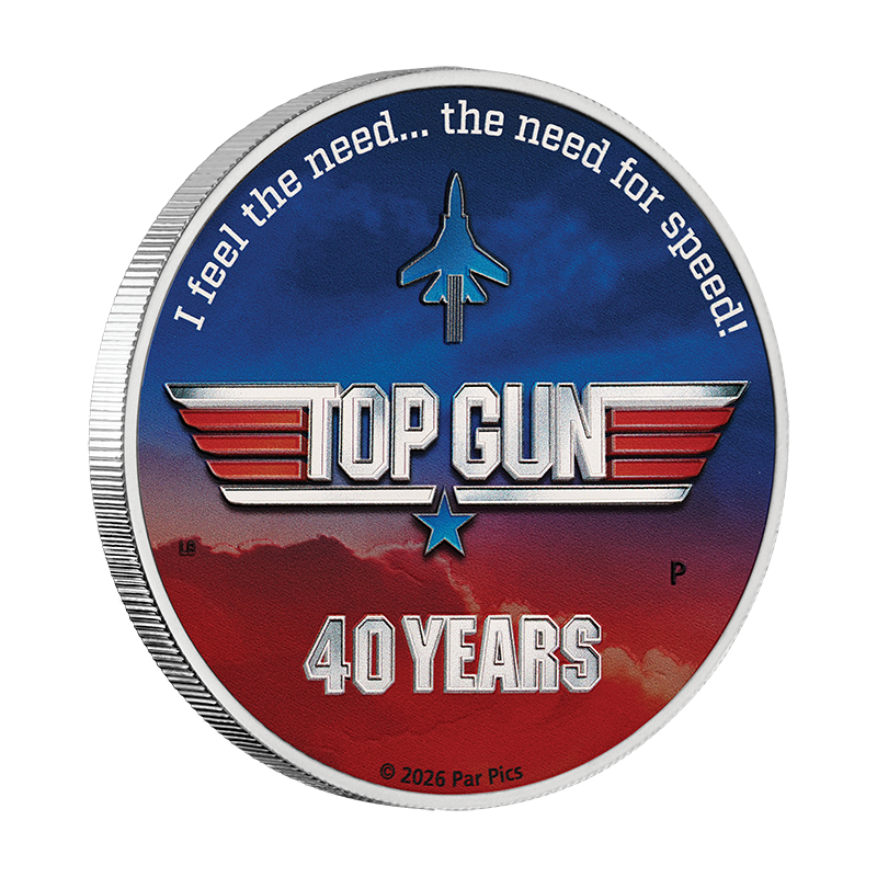 2026 $1 40 Years of Top Gun - Pure Silver Coloured Coin