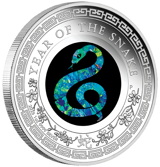 2025 $1 Year of the Snake Opal Lunar Series - Pure Silver Coin