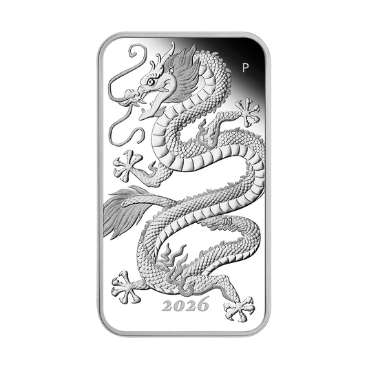 2026 $1 Dragon - Pure Rectangular Silver Coin