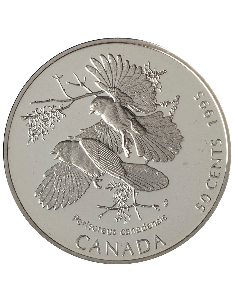 1995 50c Canada on the Wing: Birds of Canada: Gray Jay, Ptarmigan - Two-Coin Sterling Silver Set
