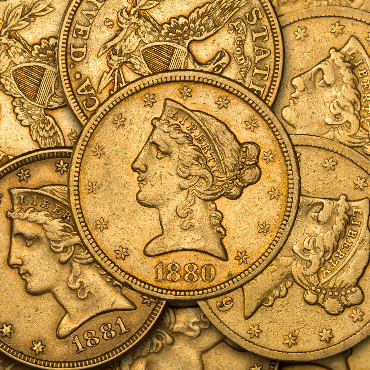 US $5 Half Eagle Gold Coins (Various Years)