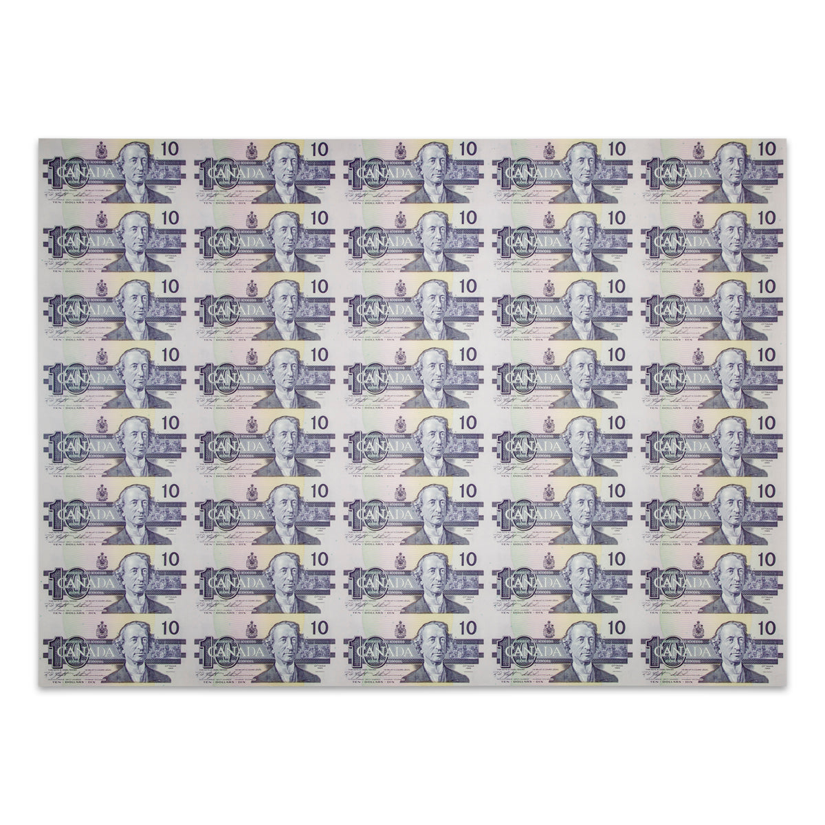 $10 1986 BC-57c Uncut Banknote Sheet Knight-Theissen Prefix BEH UNC 5x8