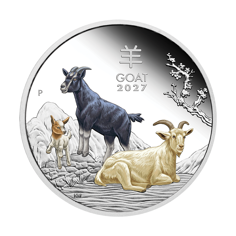 2027 $1 Australian Lunar Series: Year of the Goat - Pure Silver Trio Set