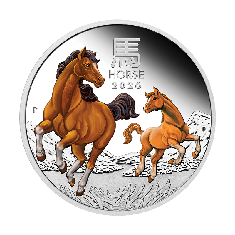 2026 $1 Australian Lunar Series: Year of the Horse Colour - Pure Silver Coin