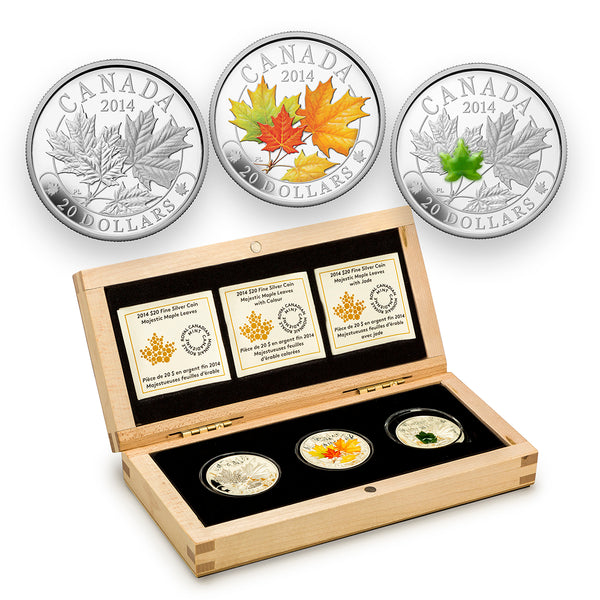 2014 $20 Majestic Maple Leaves - 3 Coin Fine Silver Set
