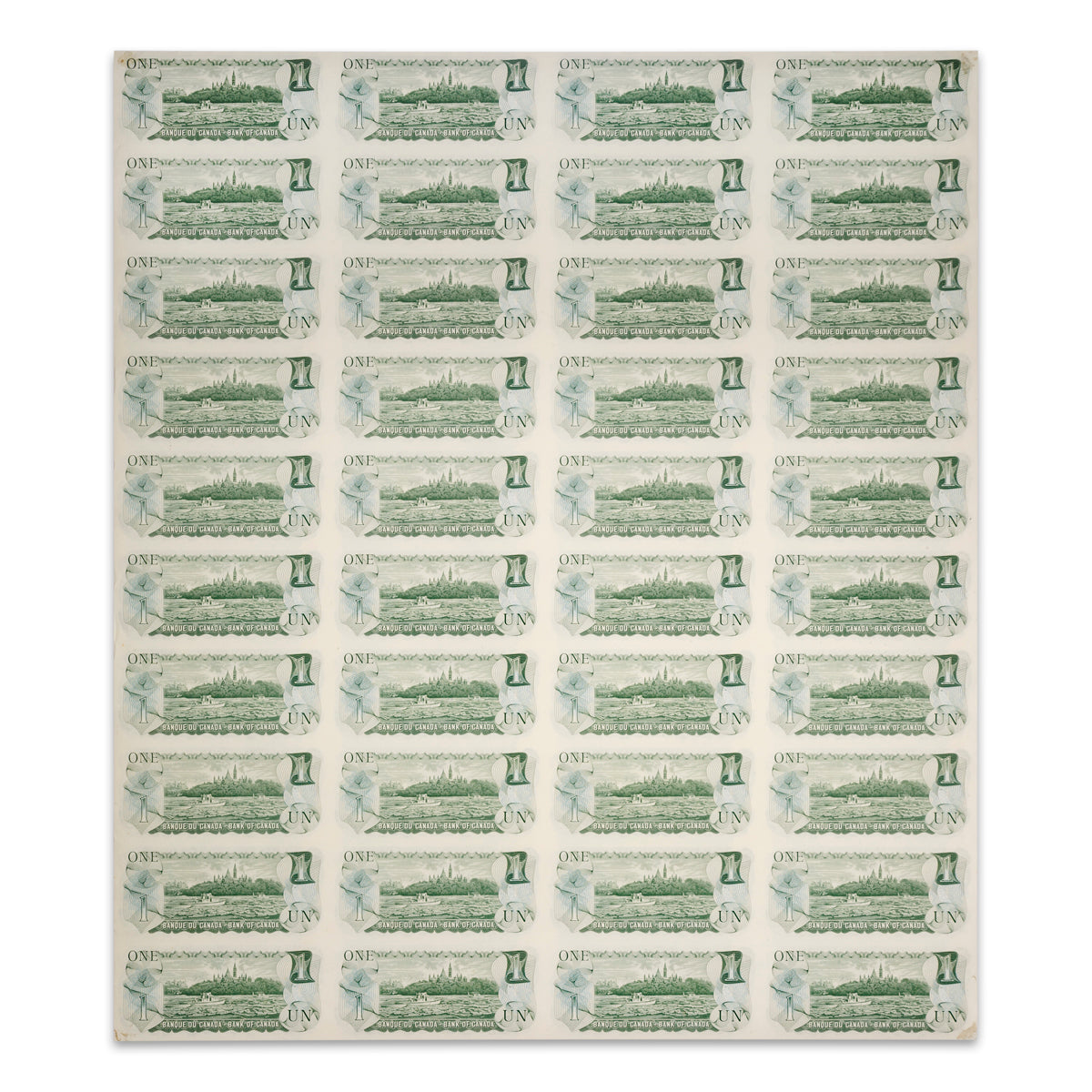 $1 1973 BC-46b Uncut Banknote Sheet Crow-Bouey Prefix ECP AU 4x10