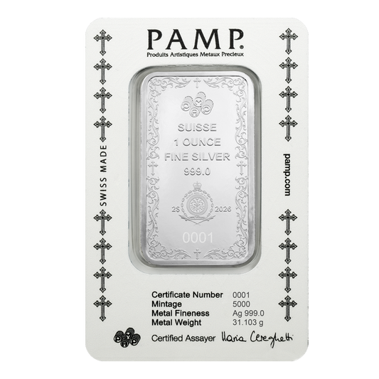 2026 $2 Cross of Christianity - 1 oz Pure Silver Bar