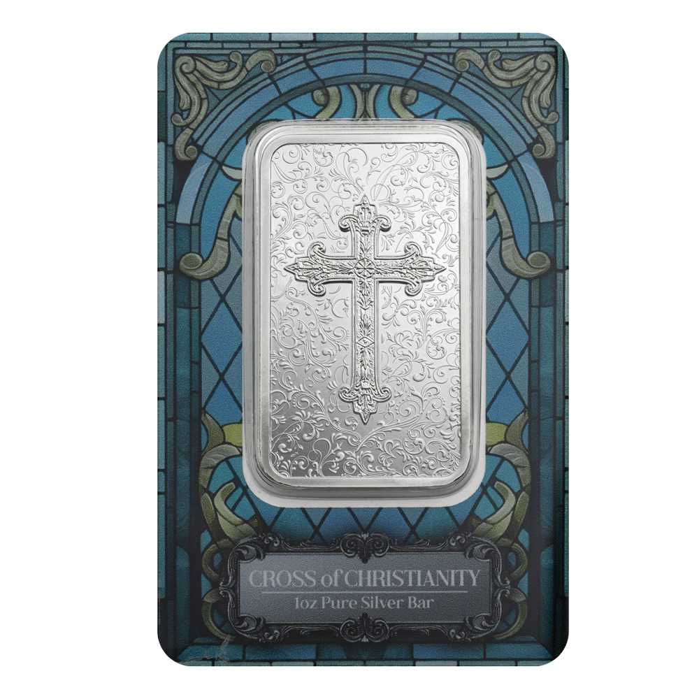 2026 $2 Cross of Christianity - 1 oz Pure Silver Bar