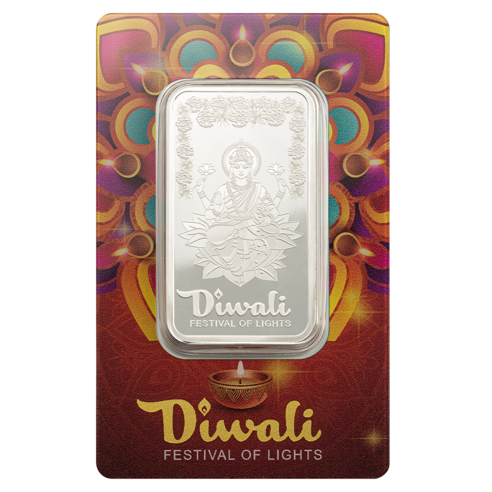 Diwali Lakshmi & Rangoli - 1 oz Pure Silver Bar