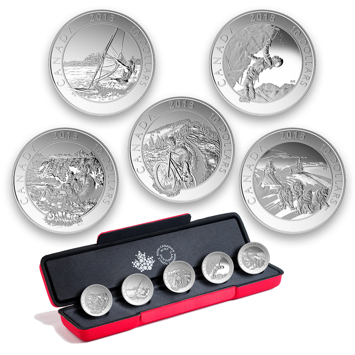 2015 $10 Adventure Canada - 5 Coins Pure Silver Set