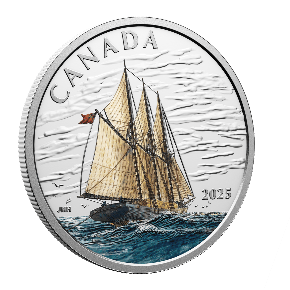 2025 $15 Tall Ships: Three-Masted Schooner - Pure Silver Coin
