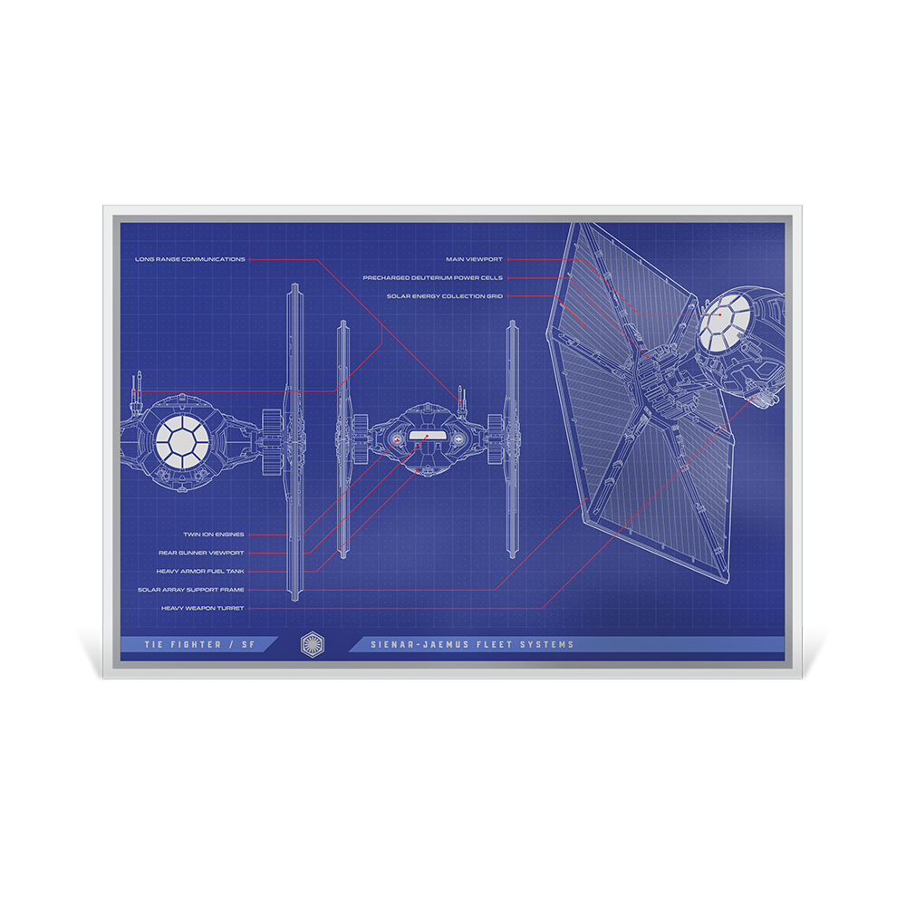 2025 $2 Star Wars™ Blueprint Series: Tie Fighter - Pure Silver Foil