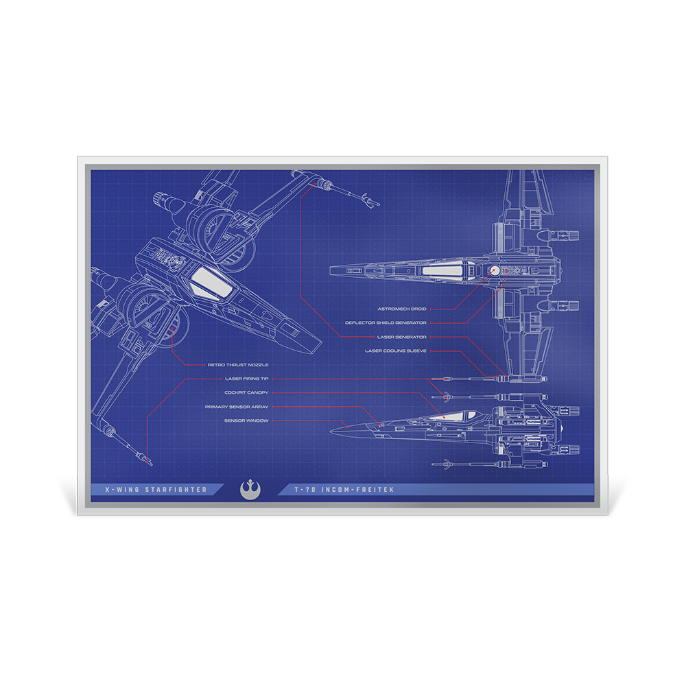 2025 $2 Star Wars™ Blueprint Series: X-Wing T-70 - Pure Silver Foil