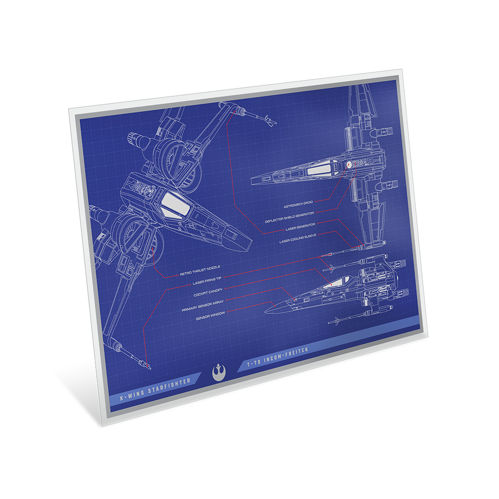 2025 $2 Star Wars™ Blueprint Series: X-Wing T-70 - Pure Silver Foil