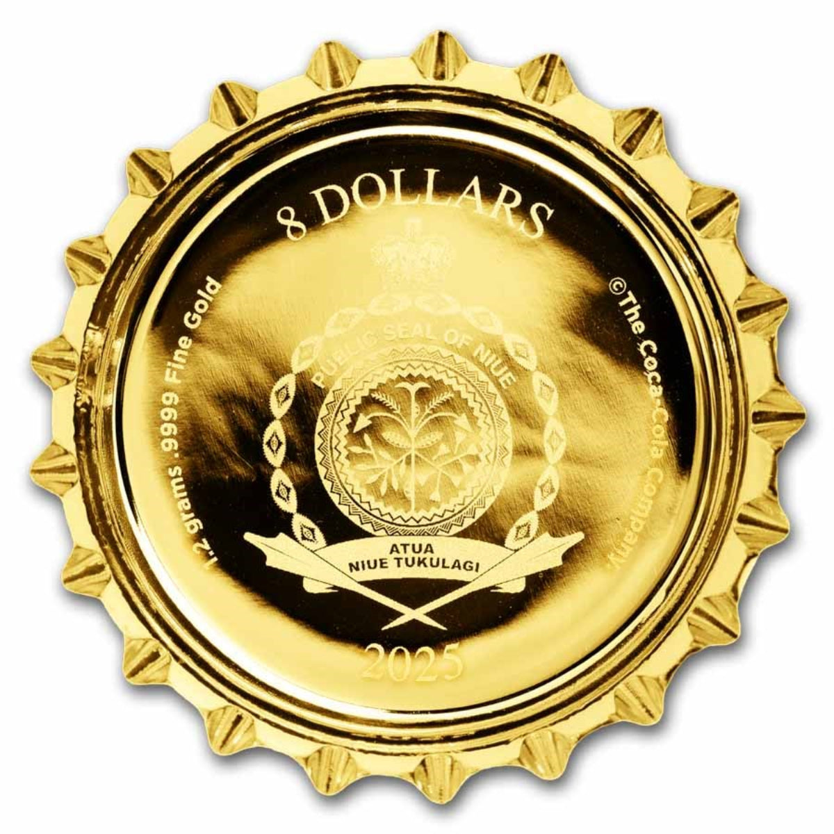 2025 $8 Coca-Cola Bottle Cap - Pure Gold Coin