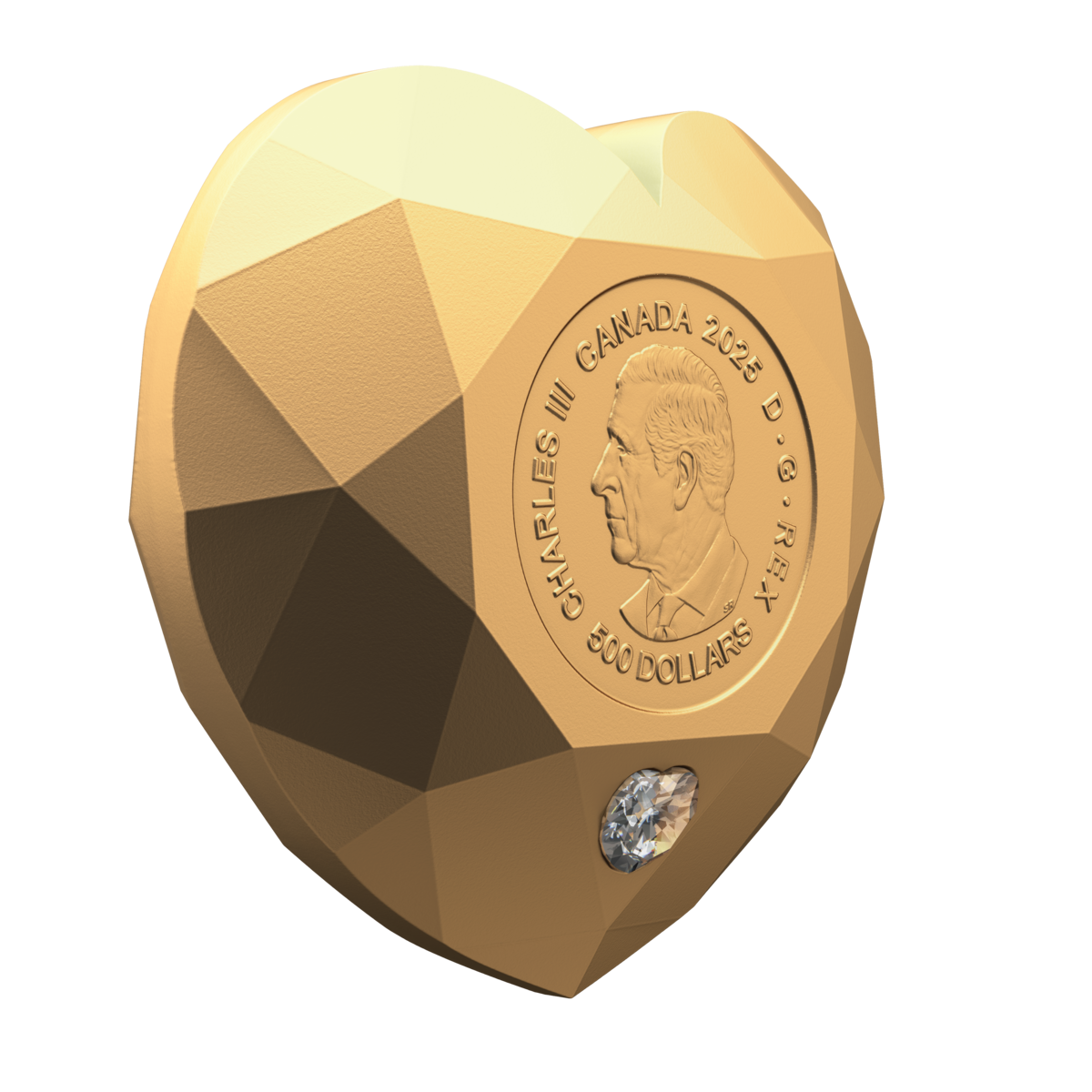 2025 $500 Heart Diamond - Pure Gold Diamond-Shaped Coin