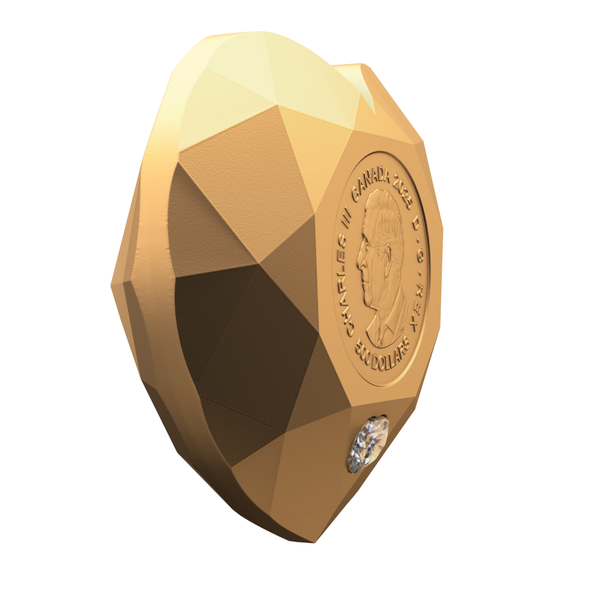 2025 $500 Heart Diamond - Pure Gold Diamond-Shaped Coin