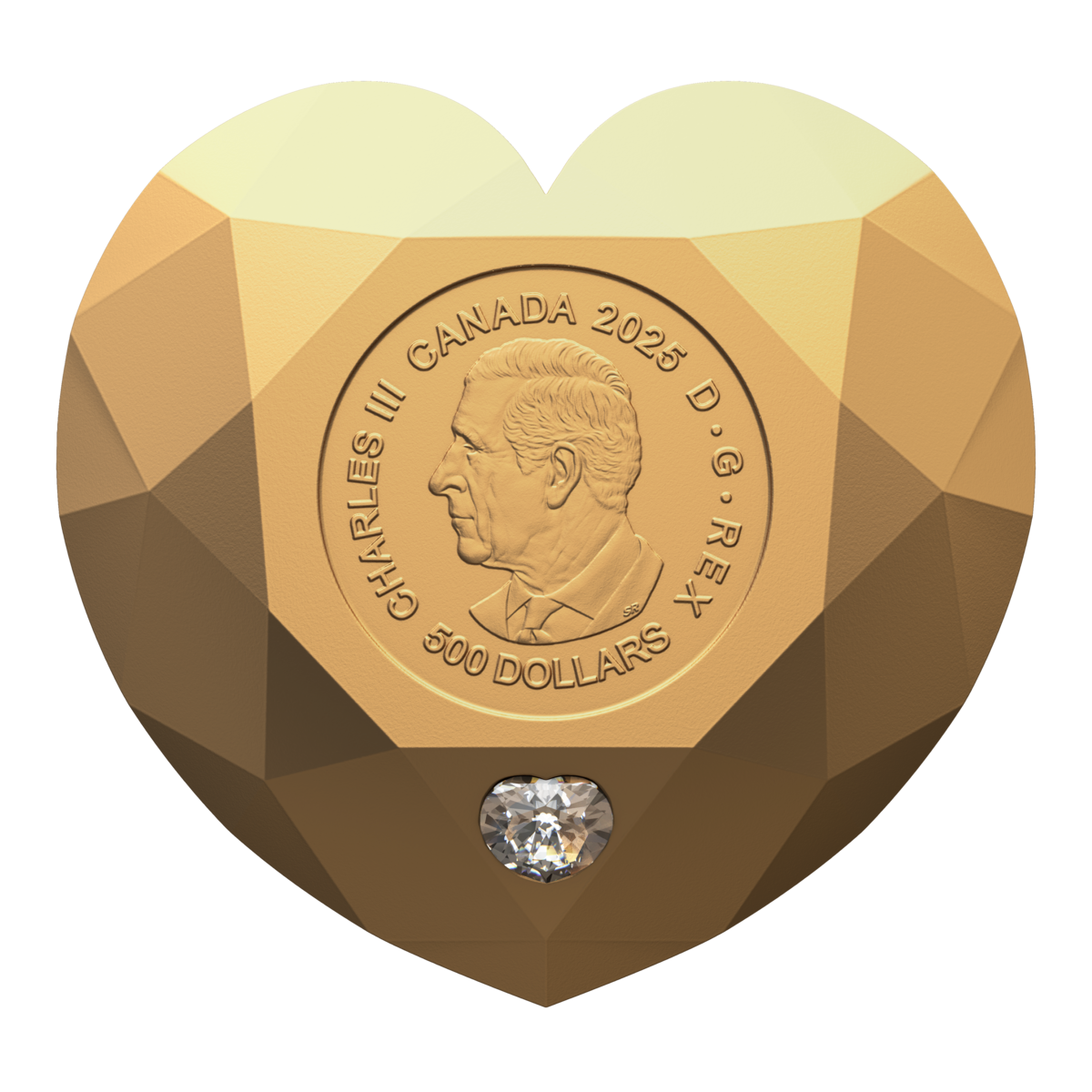 2025 $500 Heart Diamond - Pure Gold Diamond-Shaped Coin