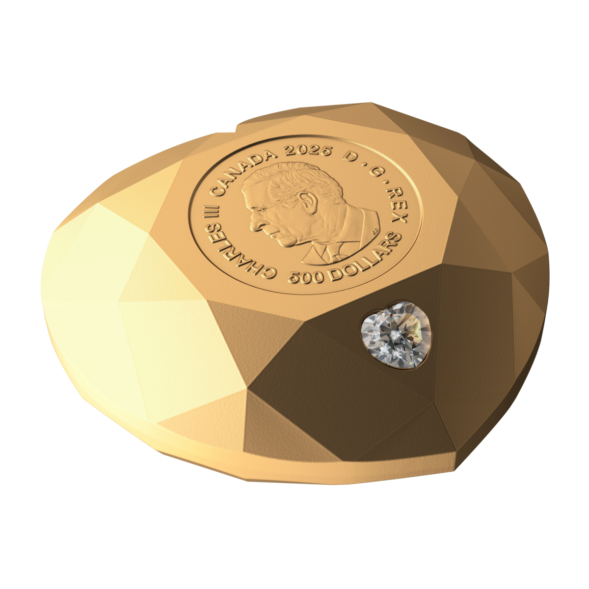 2025 $500 Heart Diamond - Pure Gold Diamond-Shaped Coin