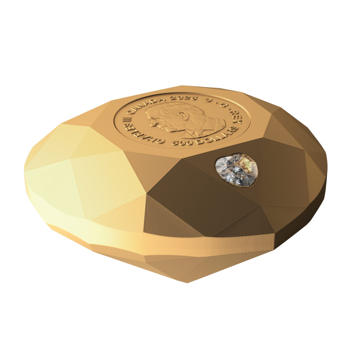 2025 $500 Heart Diamond - Pure Gold Diamond-Shaped Coin