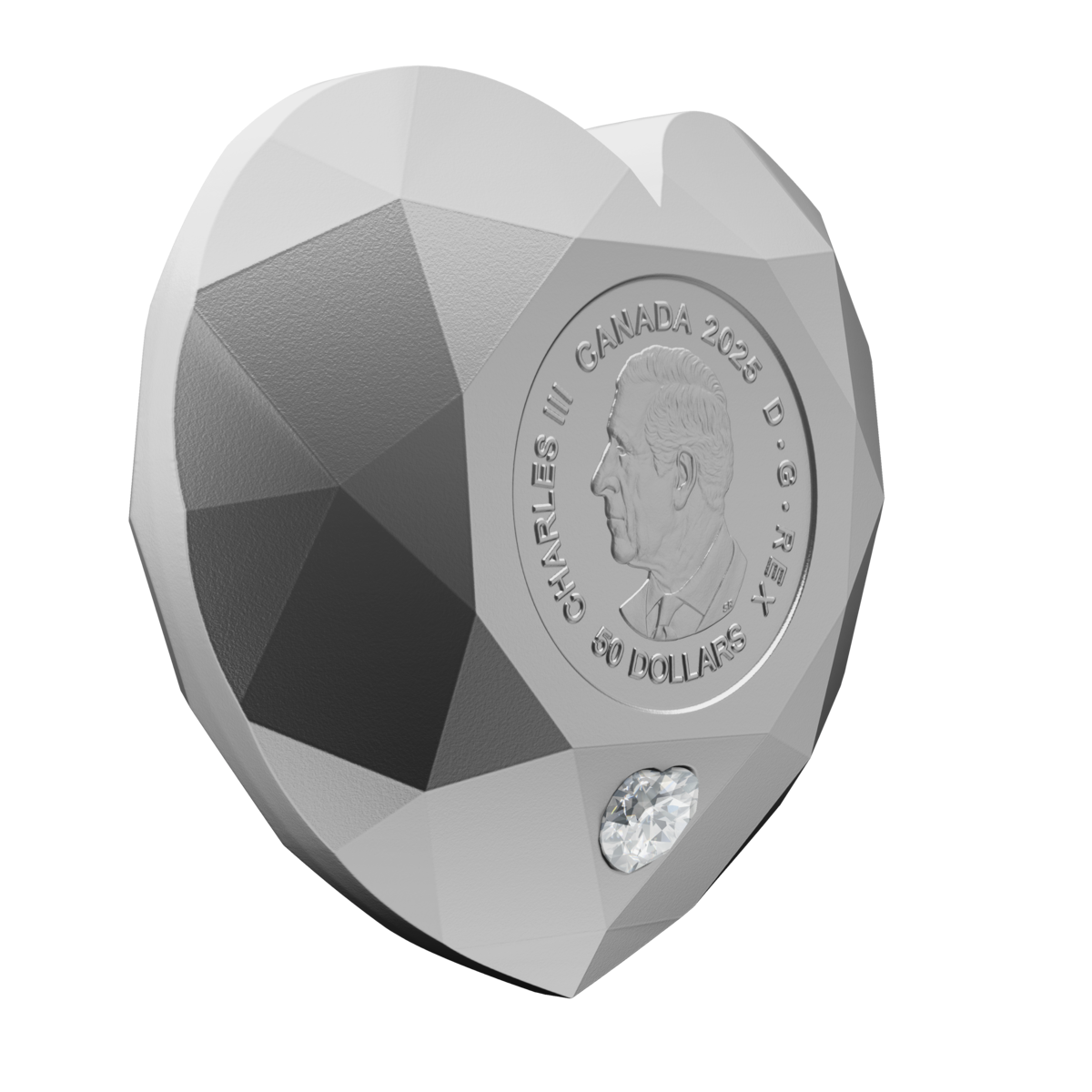 2025 $50 Heart Diamond - Pure Silver Diamond-Shaped Coin