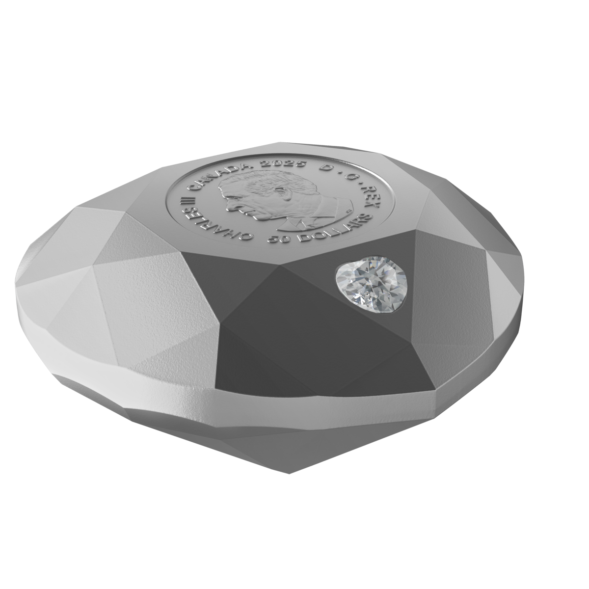 2025 $50 Heart Diamond - Pure Silver Diamond-Shaped Coin