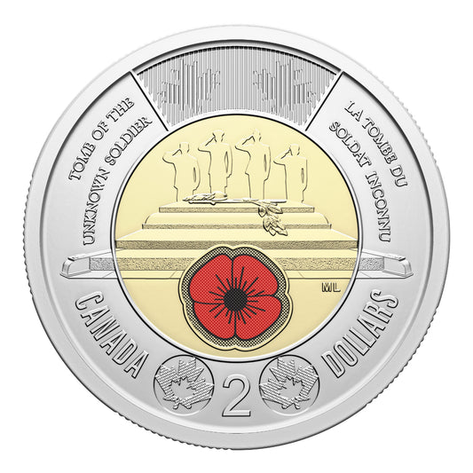 2025 $2 Honouring Canada's Unknown Soldier Special Wrap Roll (Colourized)