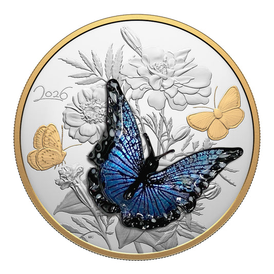 2026 $125 Murano Silvery Blue Butterfly - Pure Silver Coin