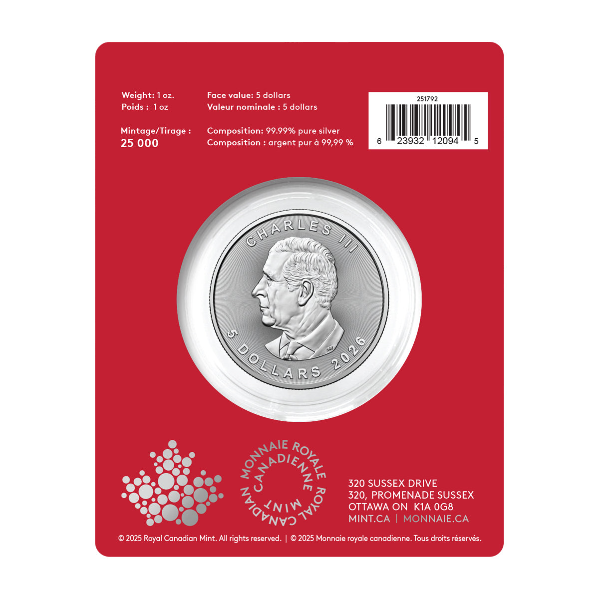 2026 $5 Treasured Silver Maple Leaf: Year of the Horse Privy Mark - Pure Silver Coin