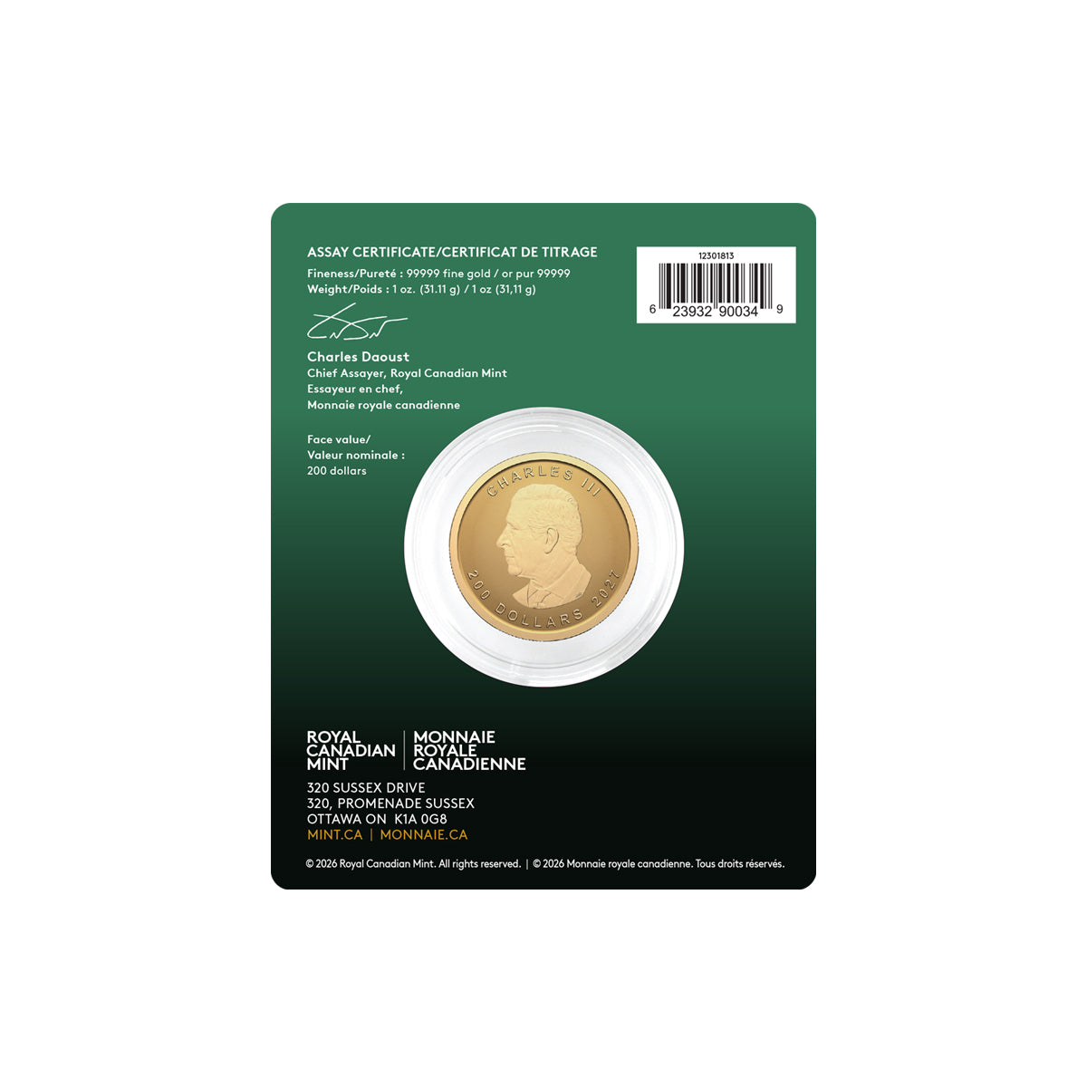 $200 2027 Our Purest Maple Leaf - Pure Gold Bullion
