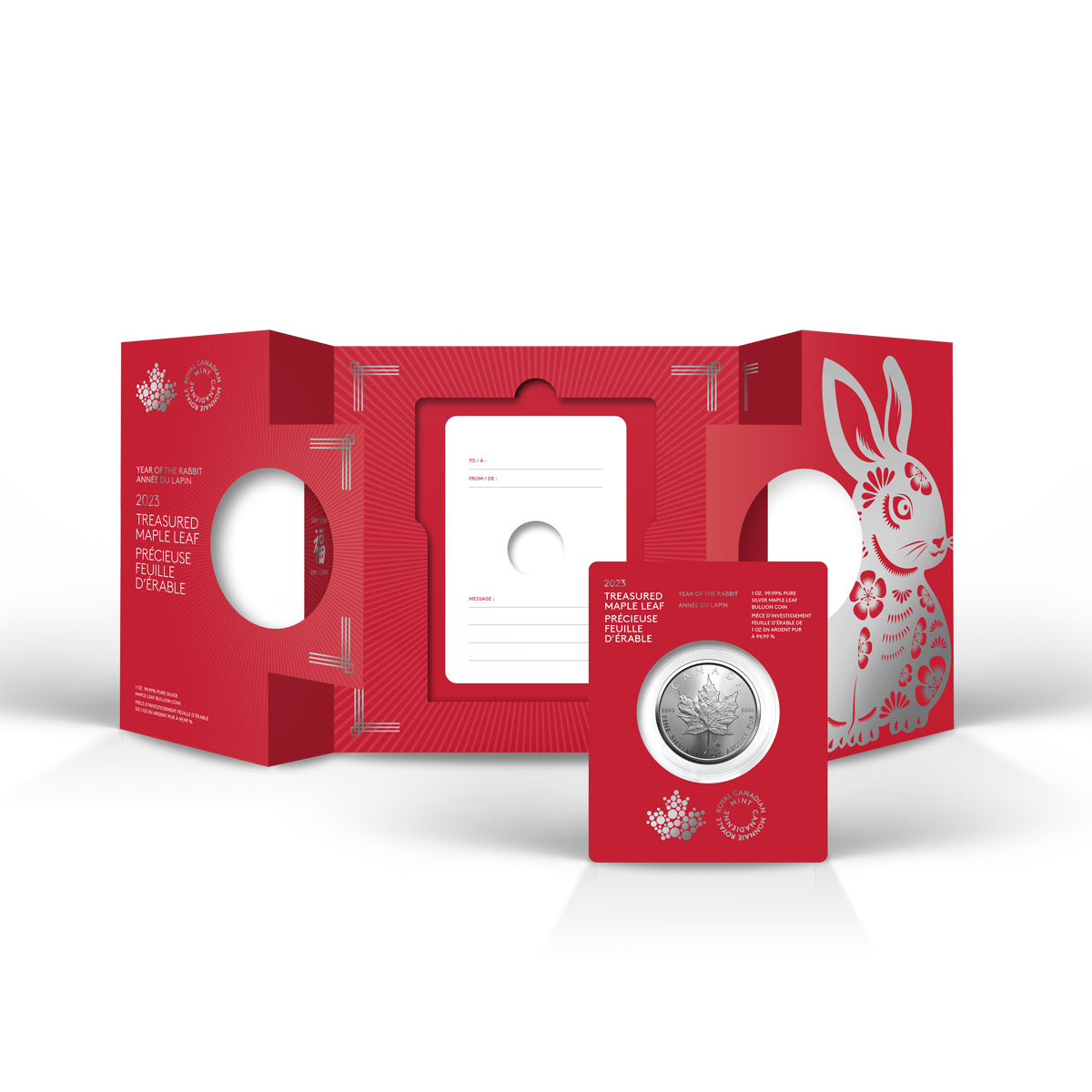 2023 $5 Treasured Silver Maple Leaf: Year of the Rabbit - Pure Silver Premium Bullion Coin