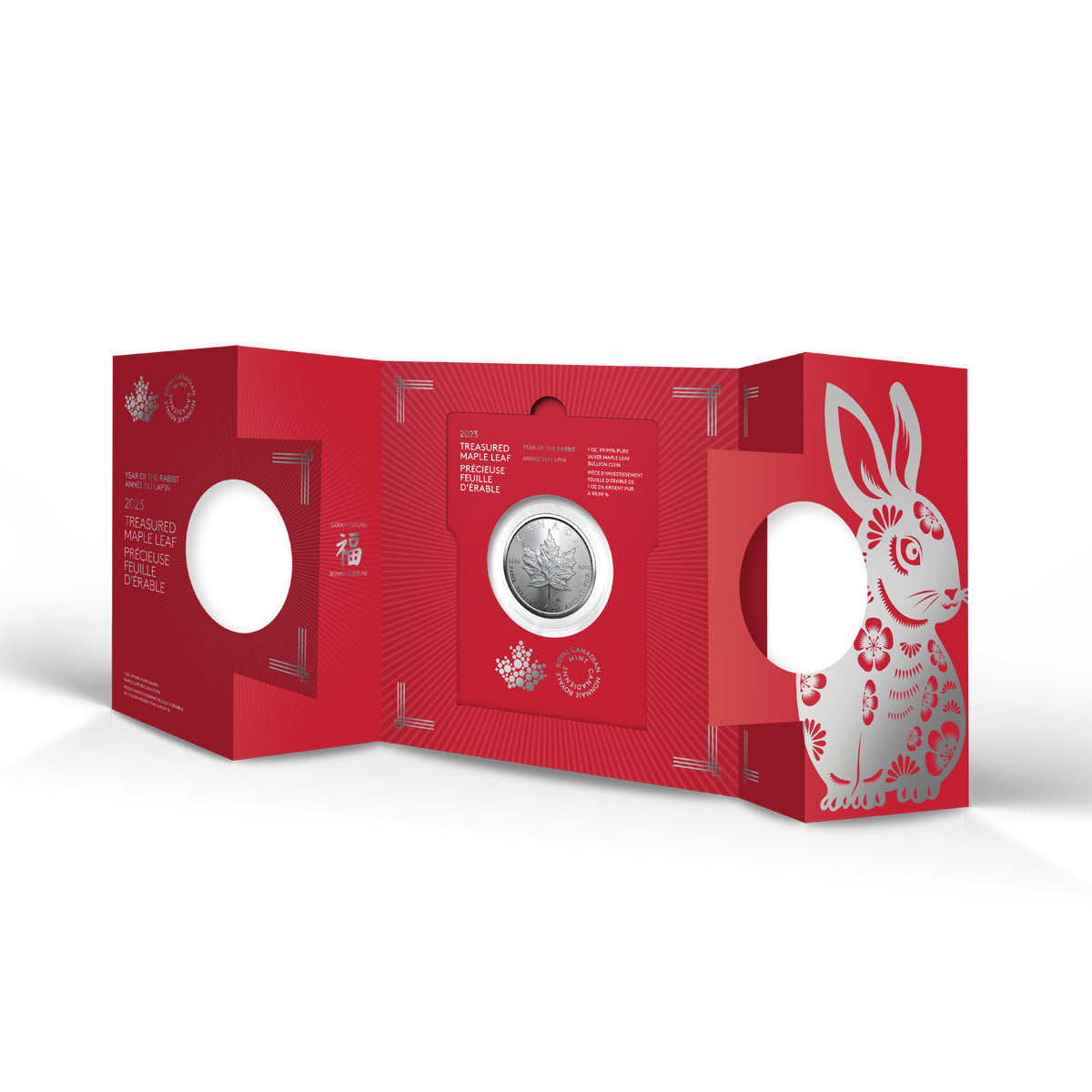 2023 $5 Treasured Silver Maple Leaf: Year of the Rabbit - Pure Silver Premium Bullion Coin