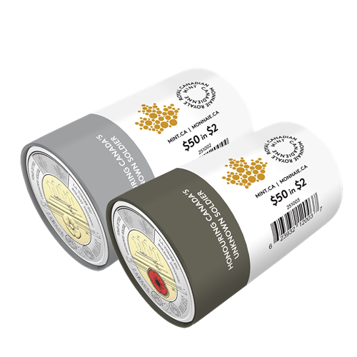 2025 $2 Honouring Canada's Unknown Soldier Special Wrap Roll Box Set