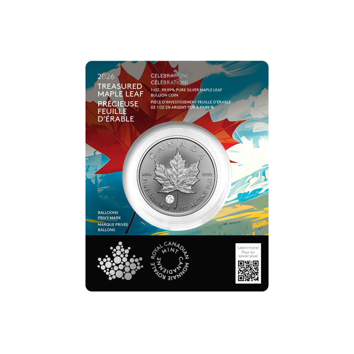 2026 $5 Treasured Silver Maple Leaf: Celebration Privy Mark - Pure Silver Coin