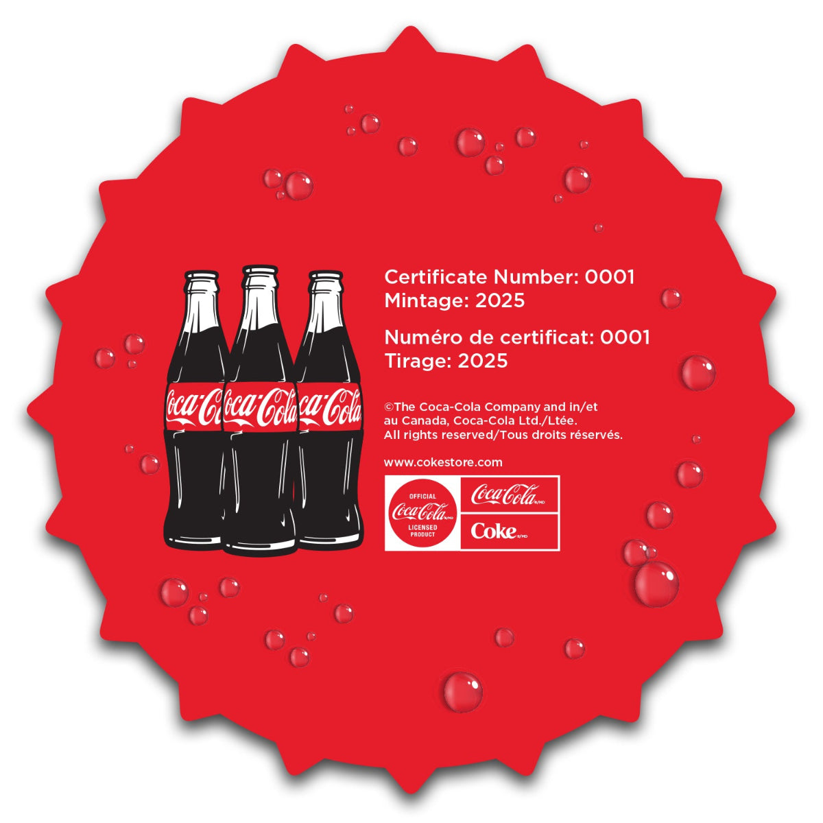2025 $8 Coca-Cola Bottle Cap - Pure Gold Coin