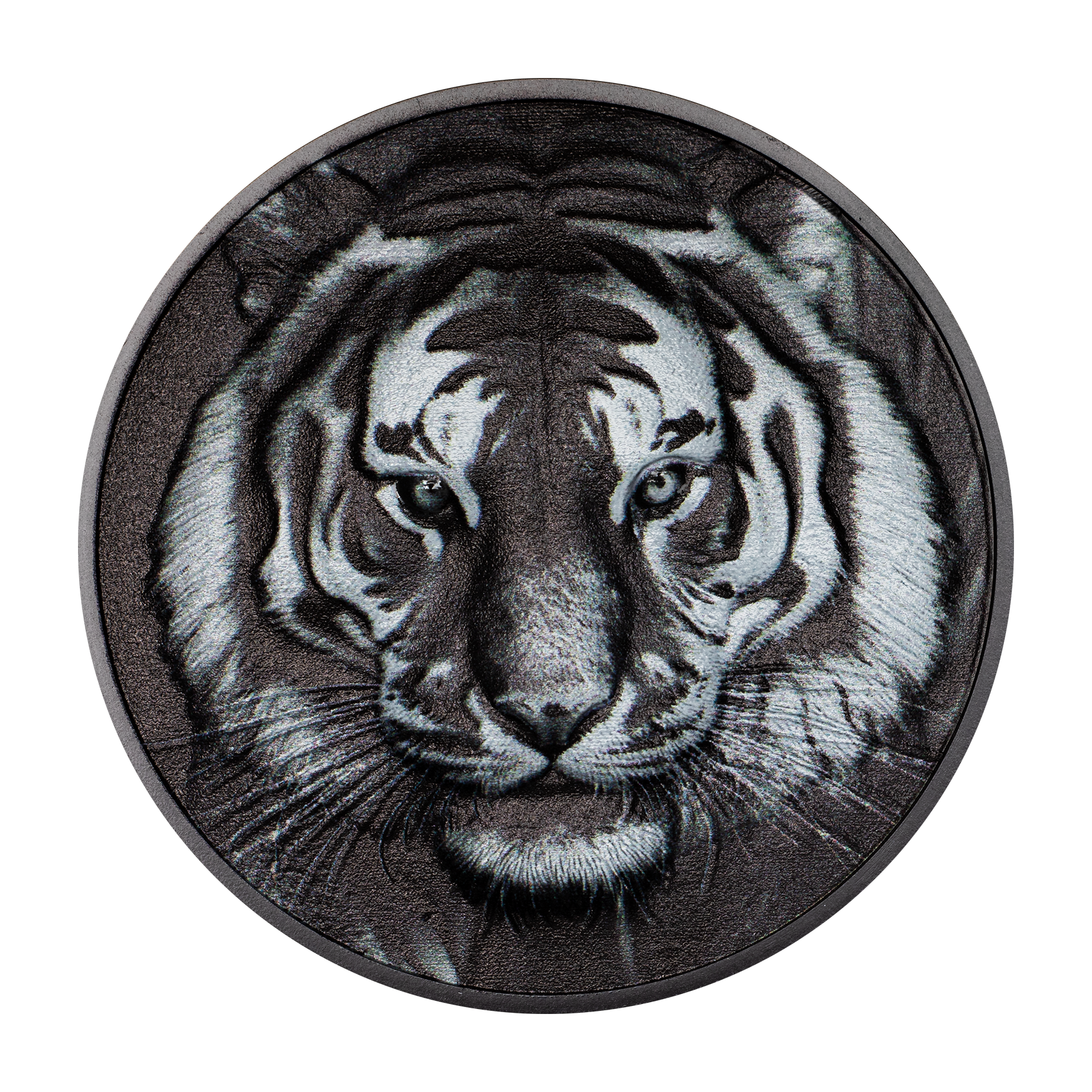 2025 $5 Black and White: Tiger - Pure Silver Coin