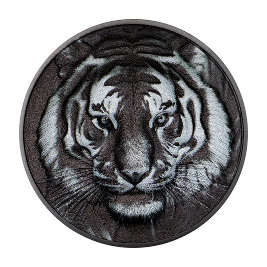 2025 $5 Black and White: Tiger - Pure Silver Coin