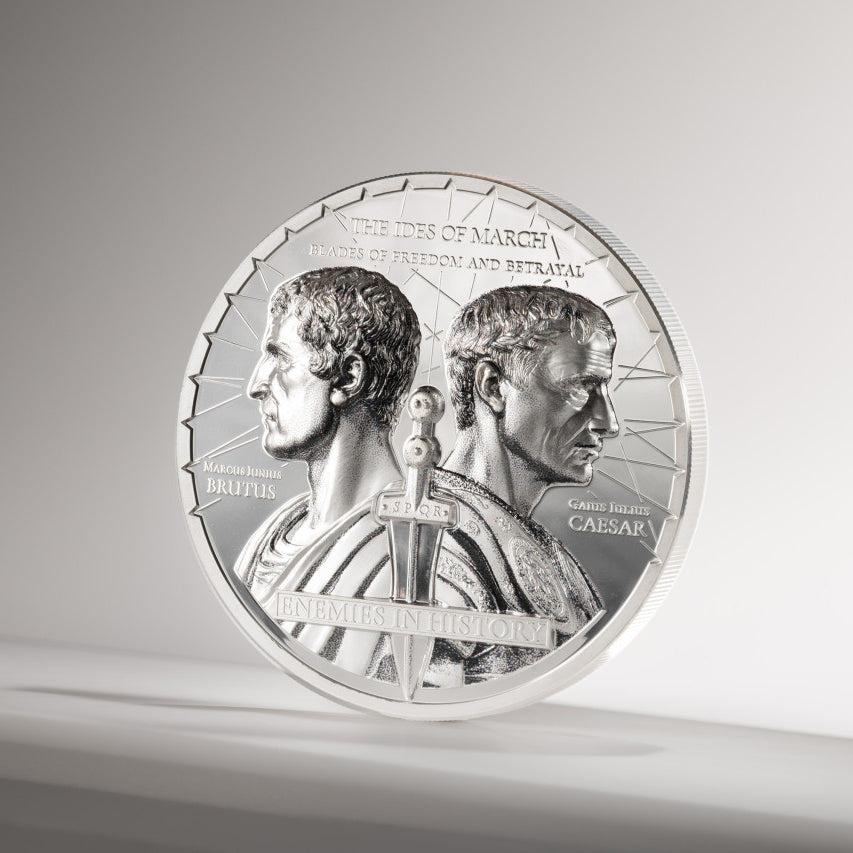 2025 1000 Togrog Enemies in History: Caesar vs. Brutus - Pure Silver Coin