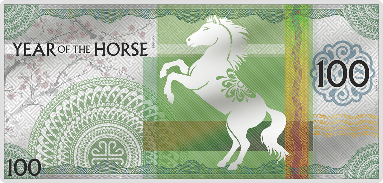 2026 100 Togrog Year of the Horse - Pure Silver Note