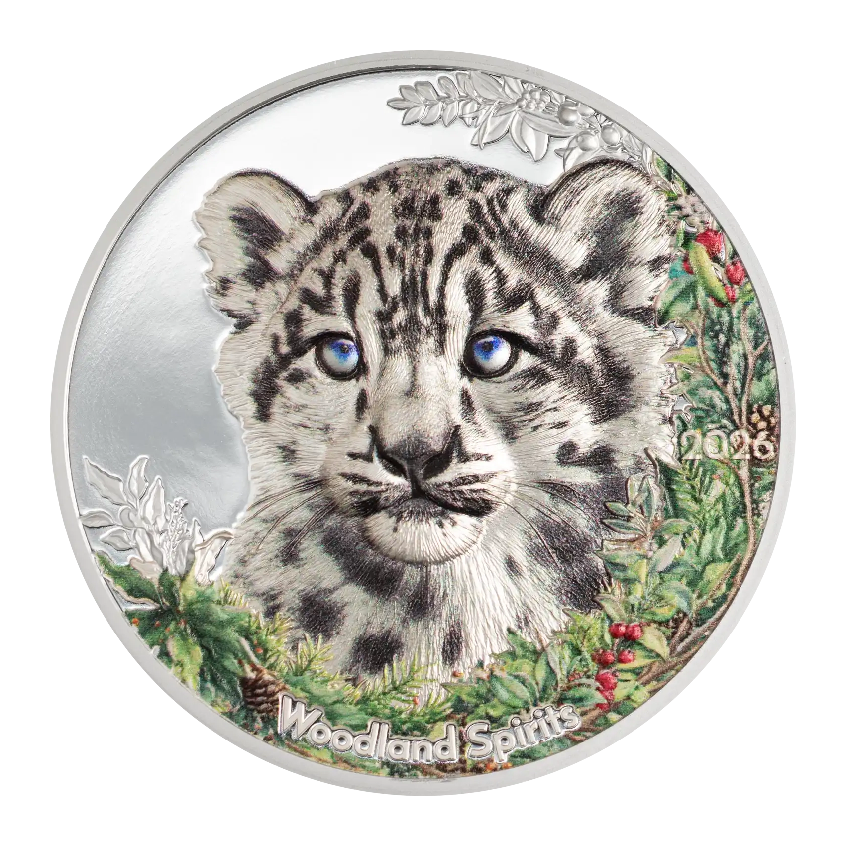2026 500 Togrog Woodland Spirits: Snow Leopard - Pure Silver Coin
