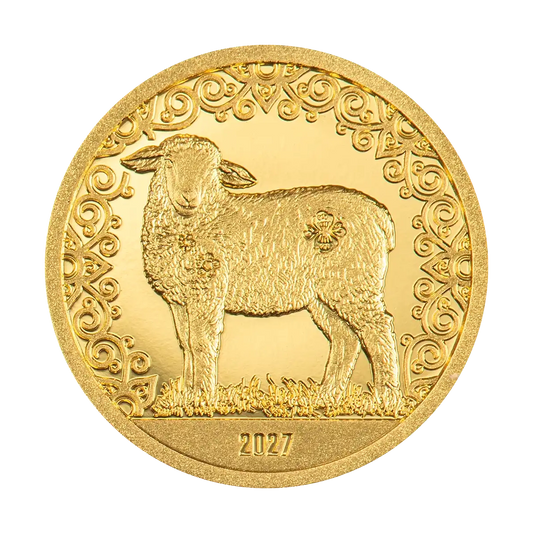 2027 1000 Togrog Fluffy Sheep - Pure Gold Coin