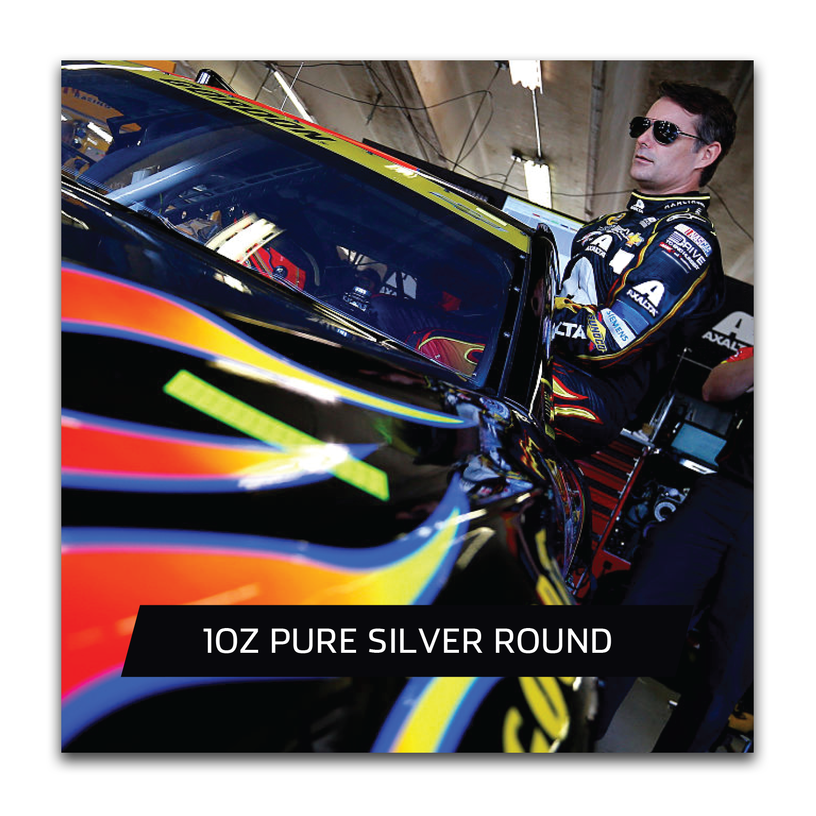 NASCAR Jeff Gordon - Pure Silver Round with Colour