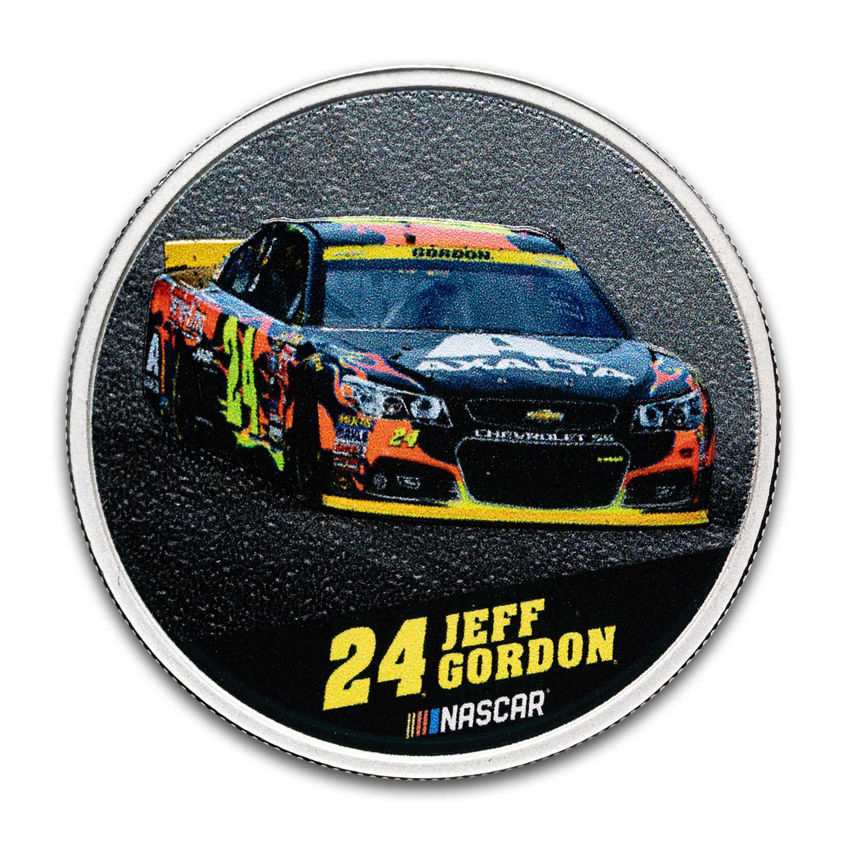 NASCAR Jeff Gordon - Pure Silver Round with Colour