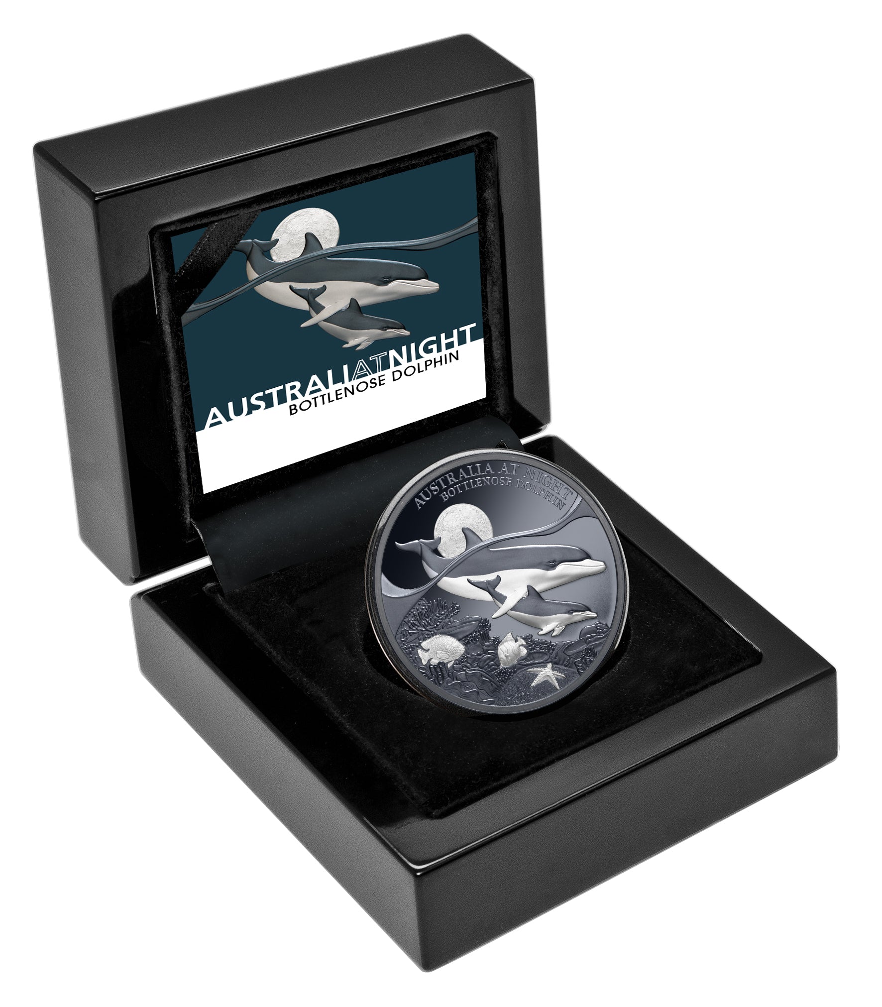 2025 $1 Australia at Night: Bottlenose Dolphins - Pure Silver Coin
