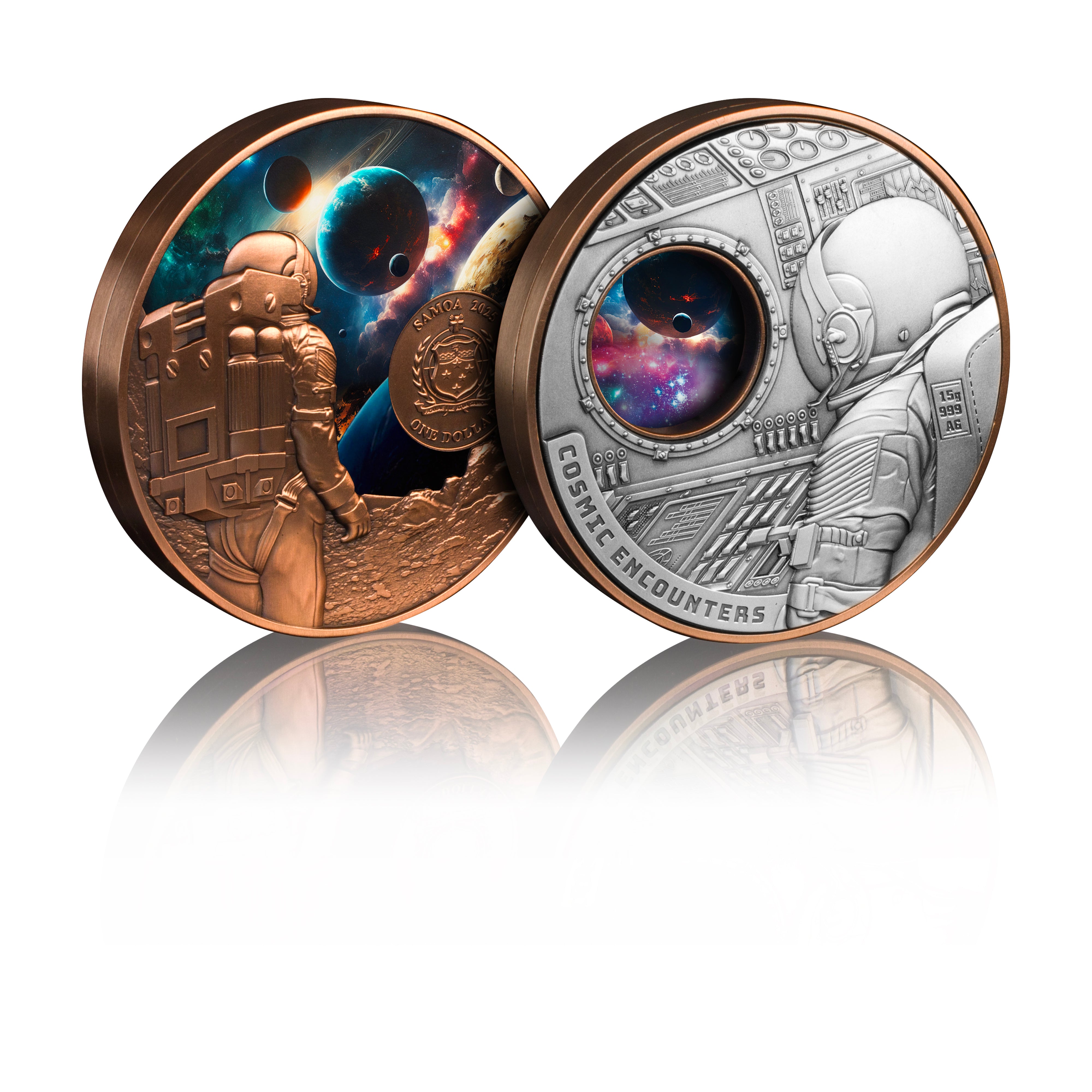 2025 $1 Cosmic Encounters - Pure Silver and Copper Bi-Metal Coin