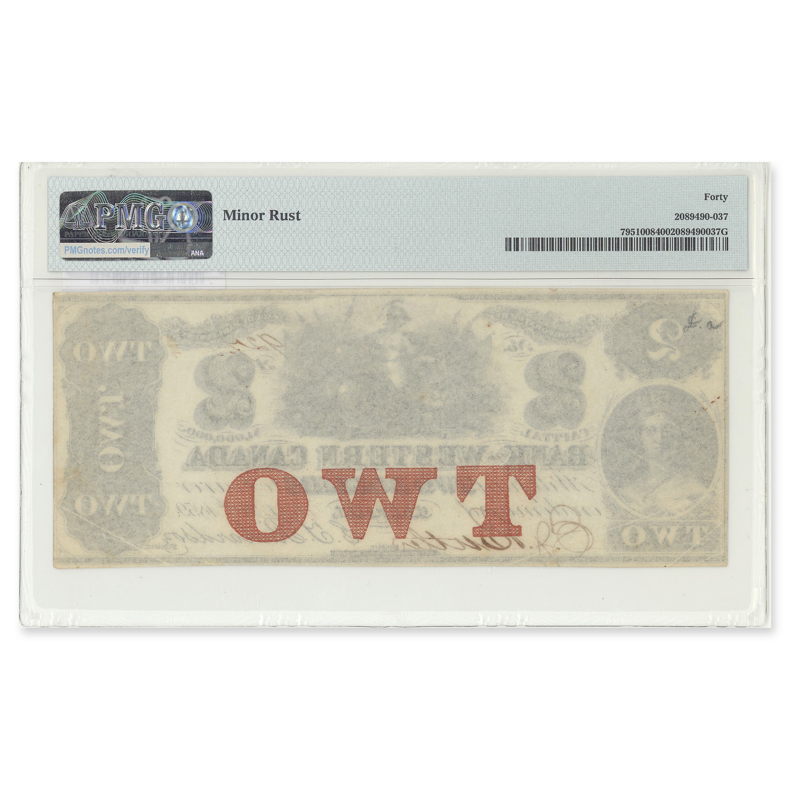 $2 1859 795-10-08 Bank of Western Canada Butler-Richardson PMG EF-40