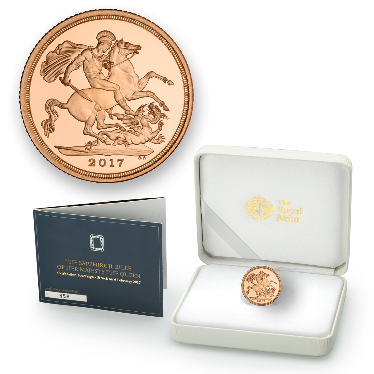 2017 The Sapphire Jubille of Her Majesty The Queen: Celebration Gold Sovereign