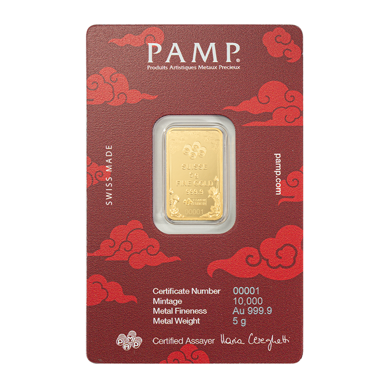 Good Luck: Yellow Dragon - 5g Pure Gold Bar