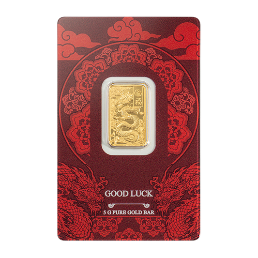 Good Luck: Yellow Dragon - 5g Pure Gold Bar
