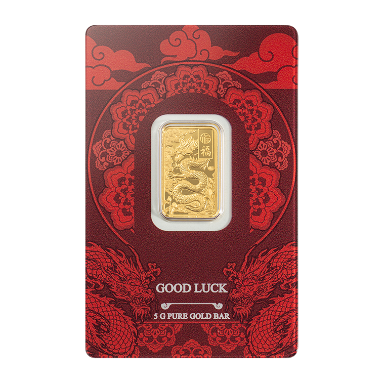 Good Luck: Yellow Dragon - 5g Pure Gold Bar